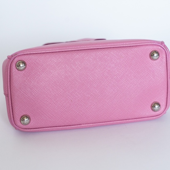 Prada Mini Saffiano Lux Double-Zip Tote in Pink Leather Crossbody & Top Handle - Picture 5 of 8